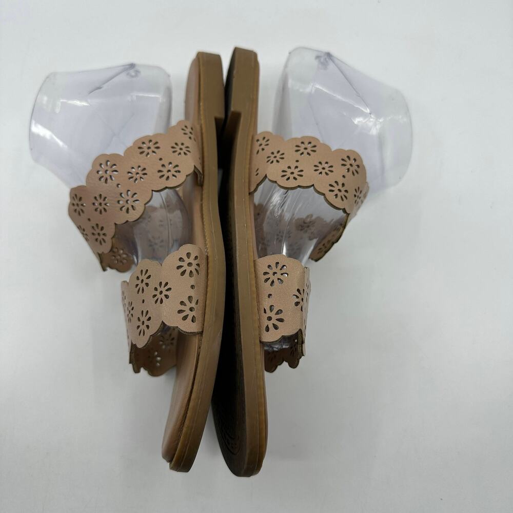 Kensie Sandals Floral Laser Cutout WMNS 9.5 Tan Slide On Boho Coastal Casual - Picture 5 of 10